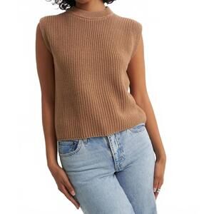 NEW CALLAHAN shaker knit crewneck muscle tee in camel
